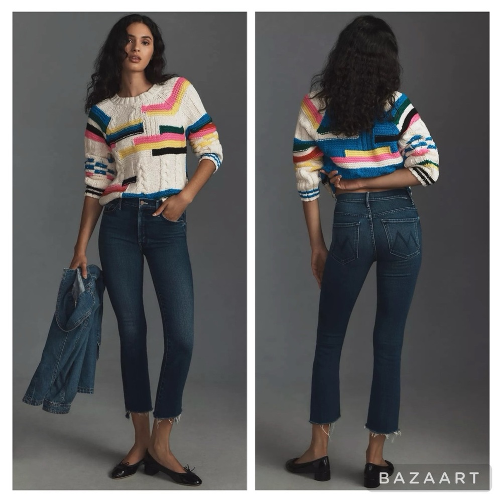 NWT MOTHER The Insider Crop Step Fray Jeans Sake to Me Size 25